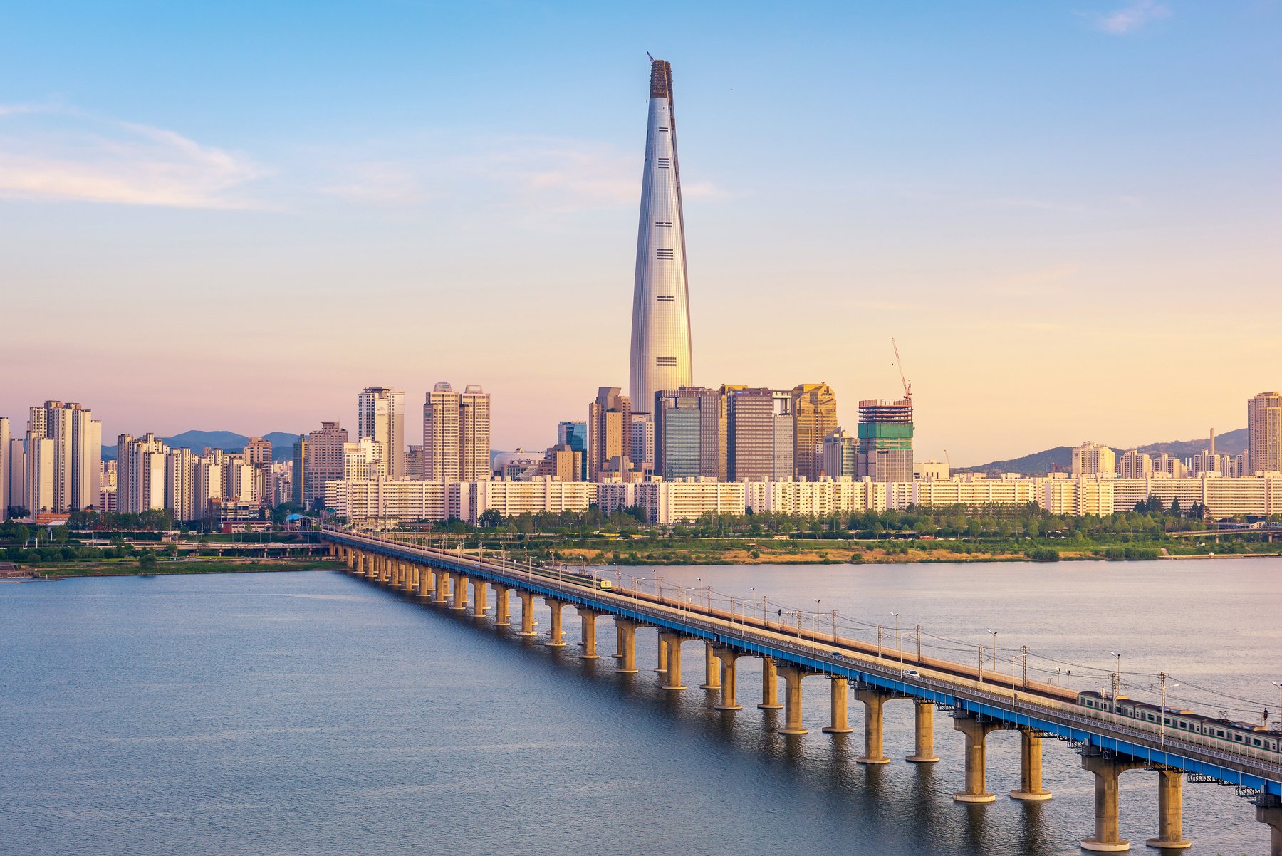 Seoul Subway and Seoul City Skyline, South korea